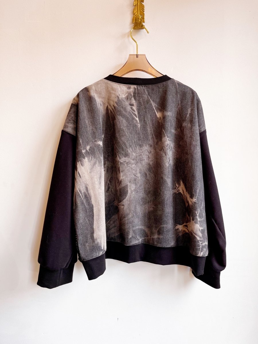 Handwoven Haze Black Pullover w/ Acid Wash Denim Back - Made X Hudson
