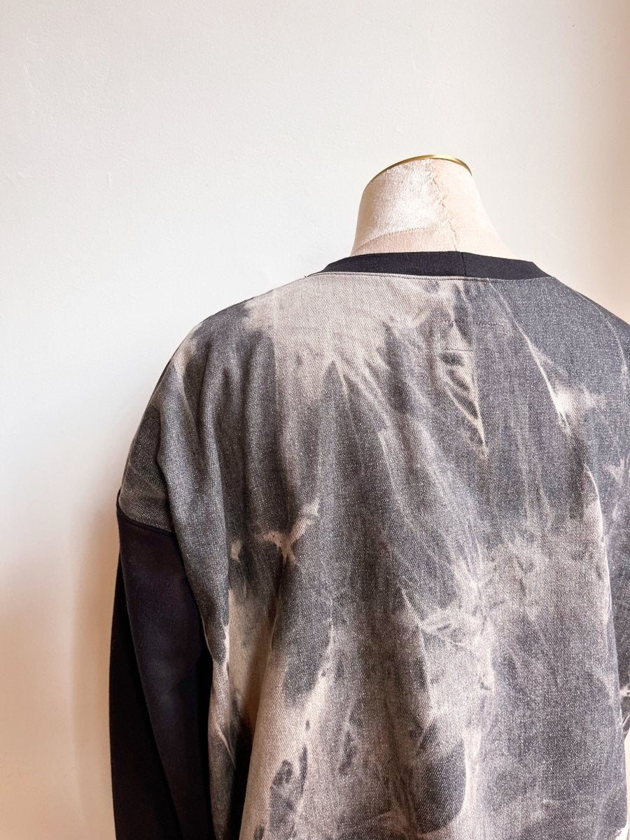 Handwoven Haze Black Pullover w/ Acid Wash Denim Back - Made X Hudson