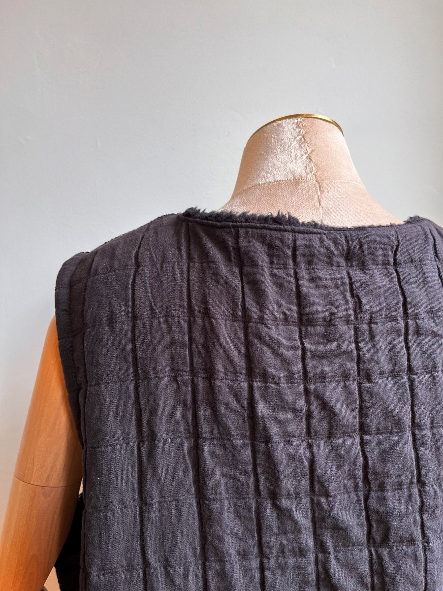 Handwoven Graphite Vest w/ Faux Fur Lining - Made X Hudson