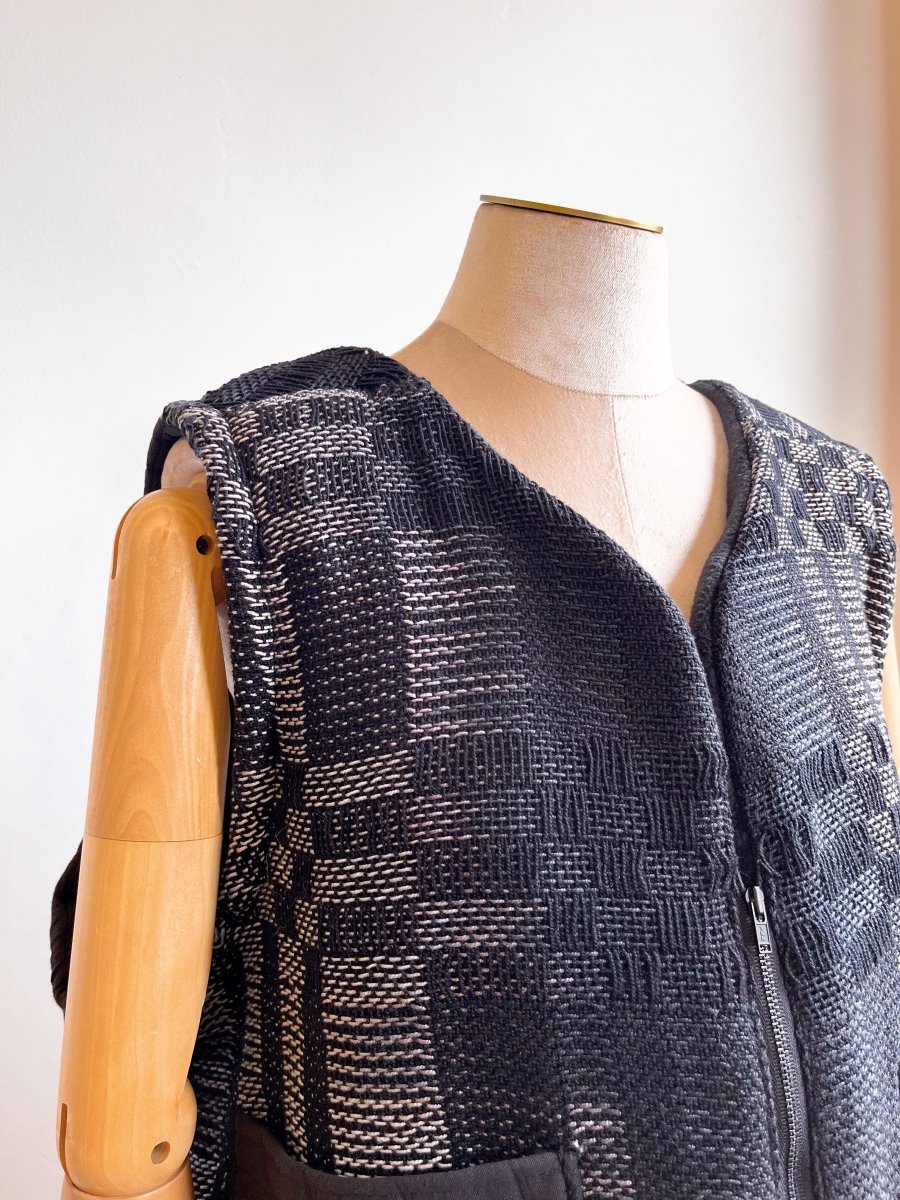 Handwoven Graphite Vest w/ Faux Fur Lining - Made X Hudson