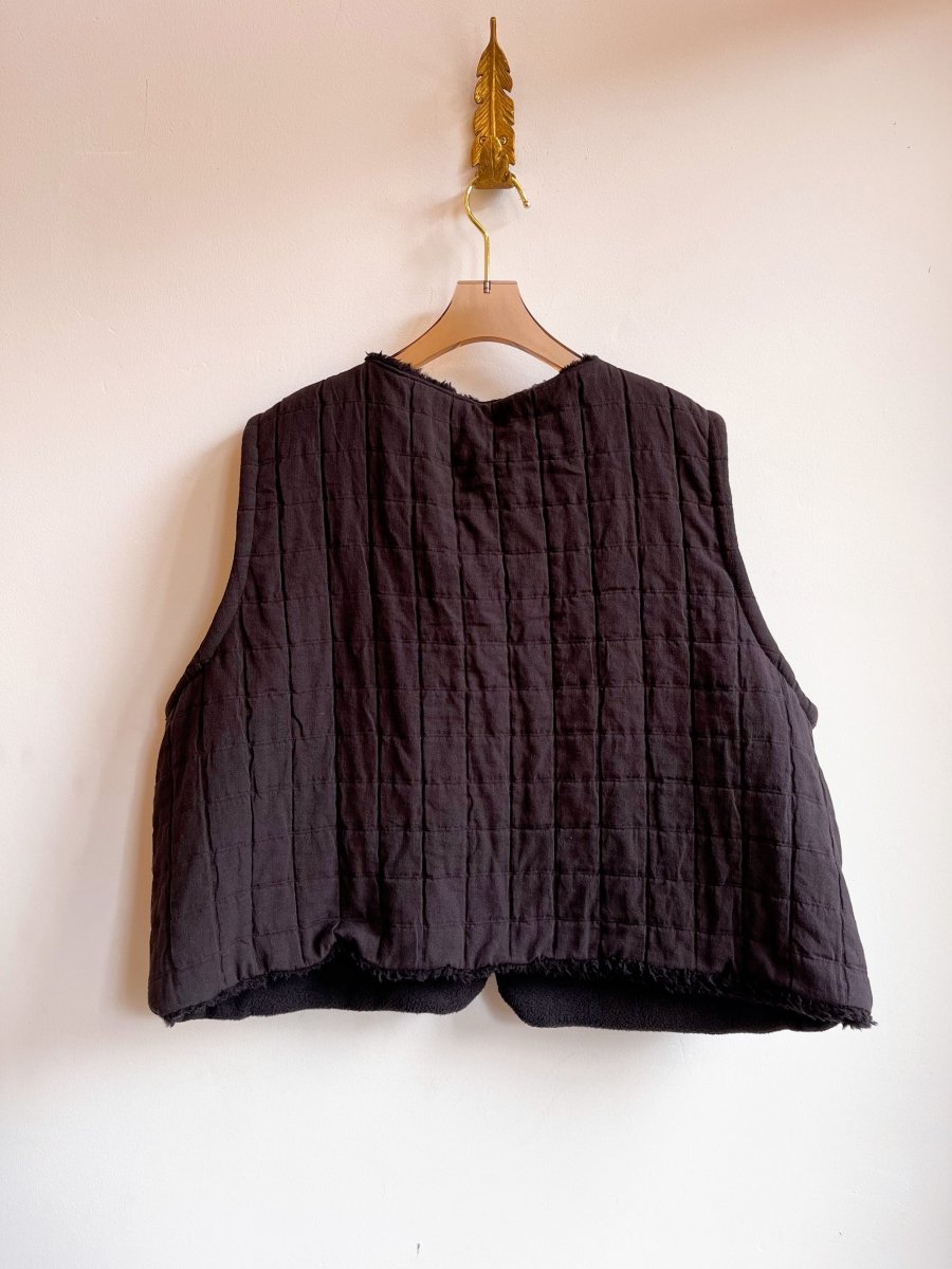 Handwoven Graphite Vest w/ Faux Fur Lining - Made X Hudson