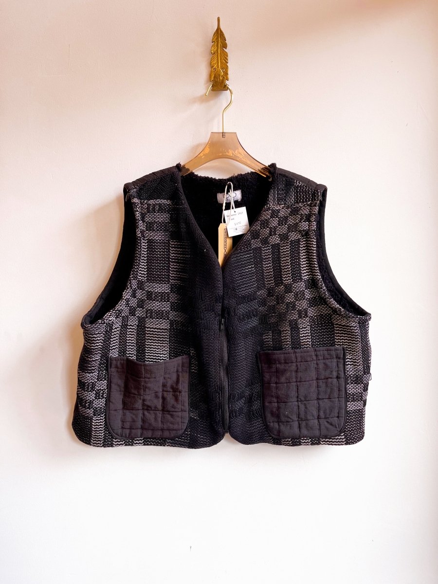 Handwoven Graphite Vest w/ Faux Fur Lining - Made X Hudson