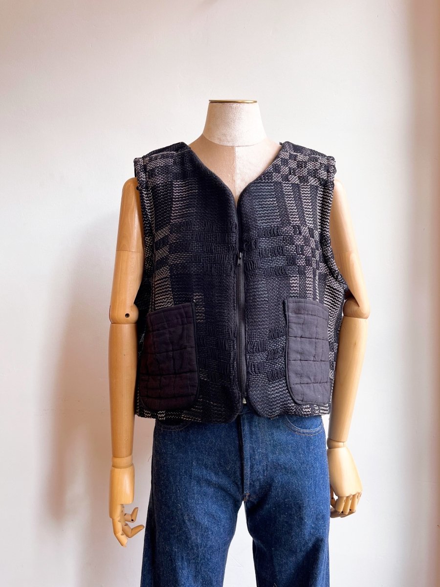 Handwoven Graphite Vest w/ Faux Fur Lining - Made X Hudson