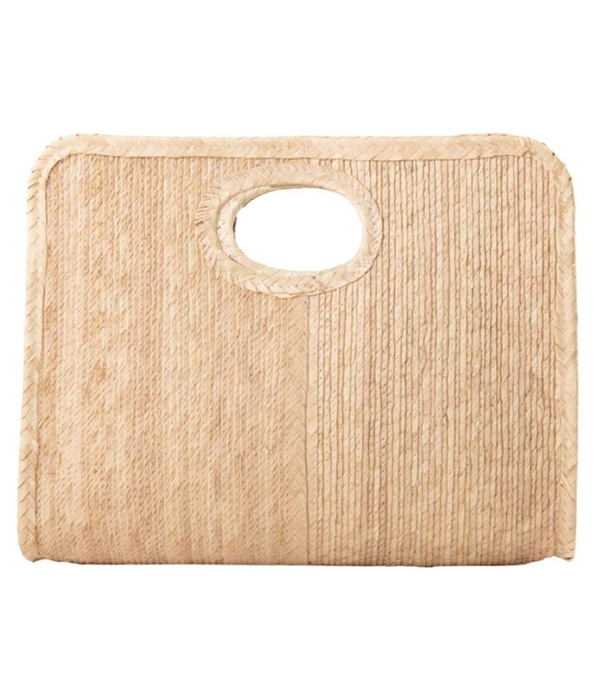 Square Straw Beach Tote in Natural - Made X Hudson