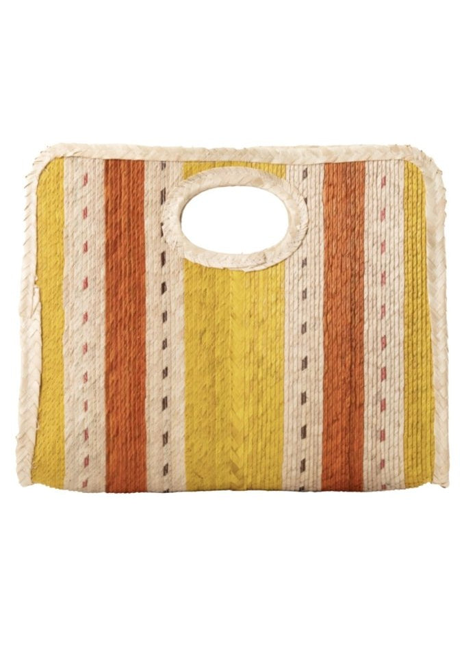 Square Straw Beach Tote (Orange/Yellow) - Made X Hudson