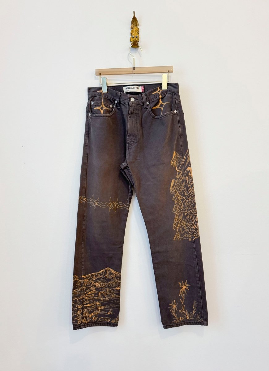 Etched Landscape Levi's | Hand Painted (Reworked) - Made X Hudson