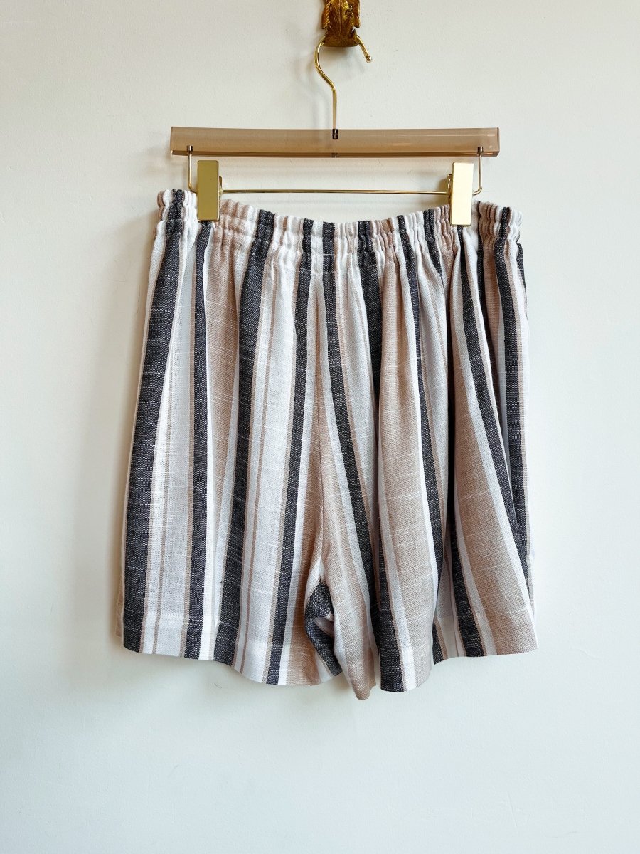 Black, White, & Tan Striped Town Shorts - Made X Hudson