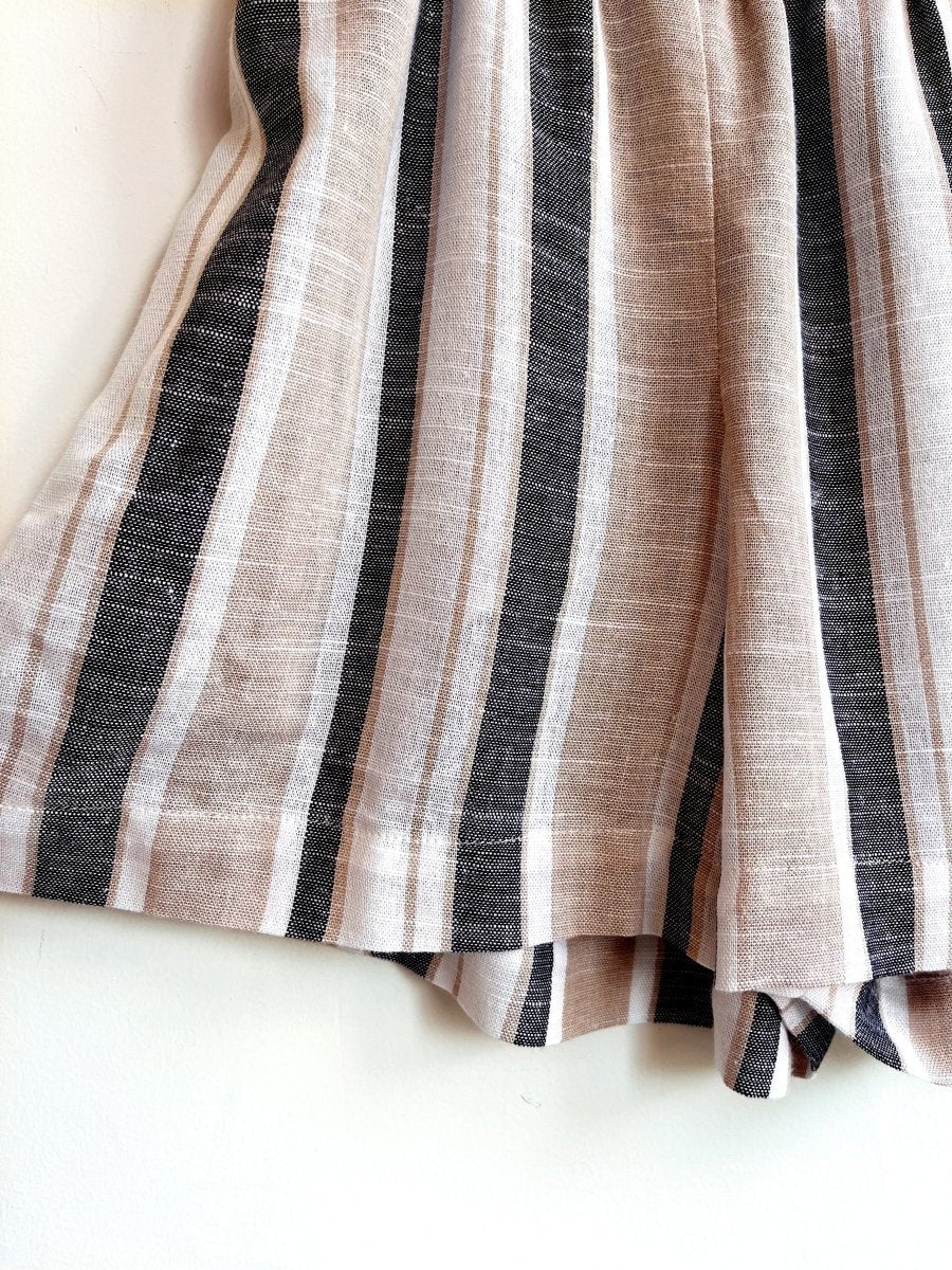 Black, White, & Tan Striped Town Shorts - Made X Hudson