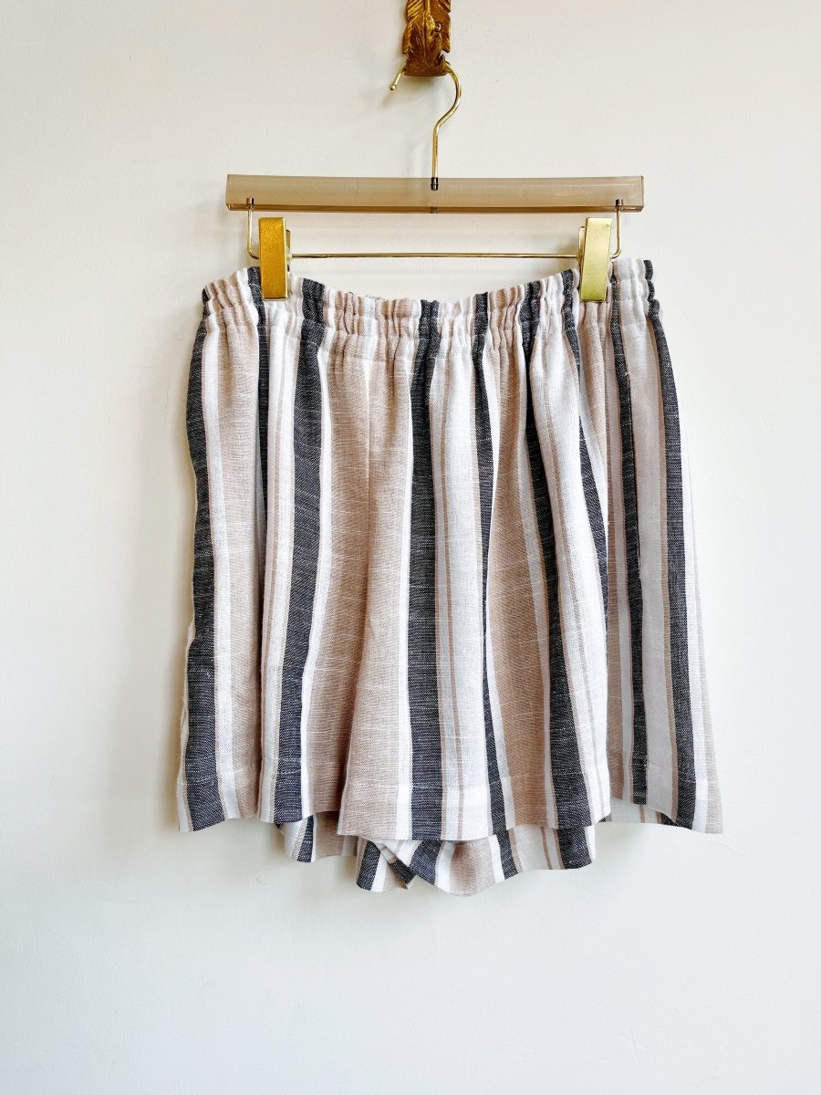 Black, White, & Tan Striped Town Shorts - Made X Hudson