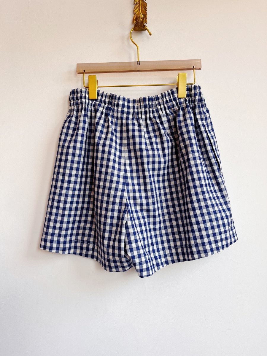 Blue & White Gingham Plaid Town Shorts - Made X Hudson