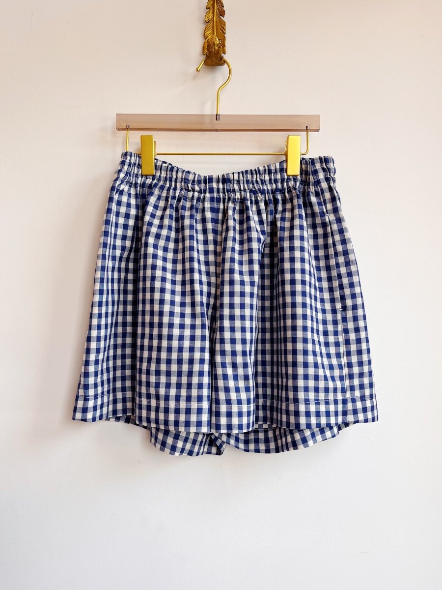 Blue & White Gingham Plaid Town Shorts - Made X Hudson