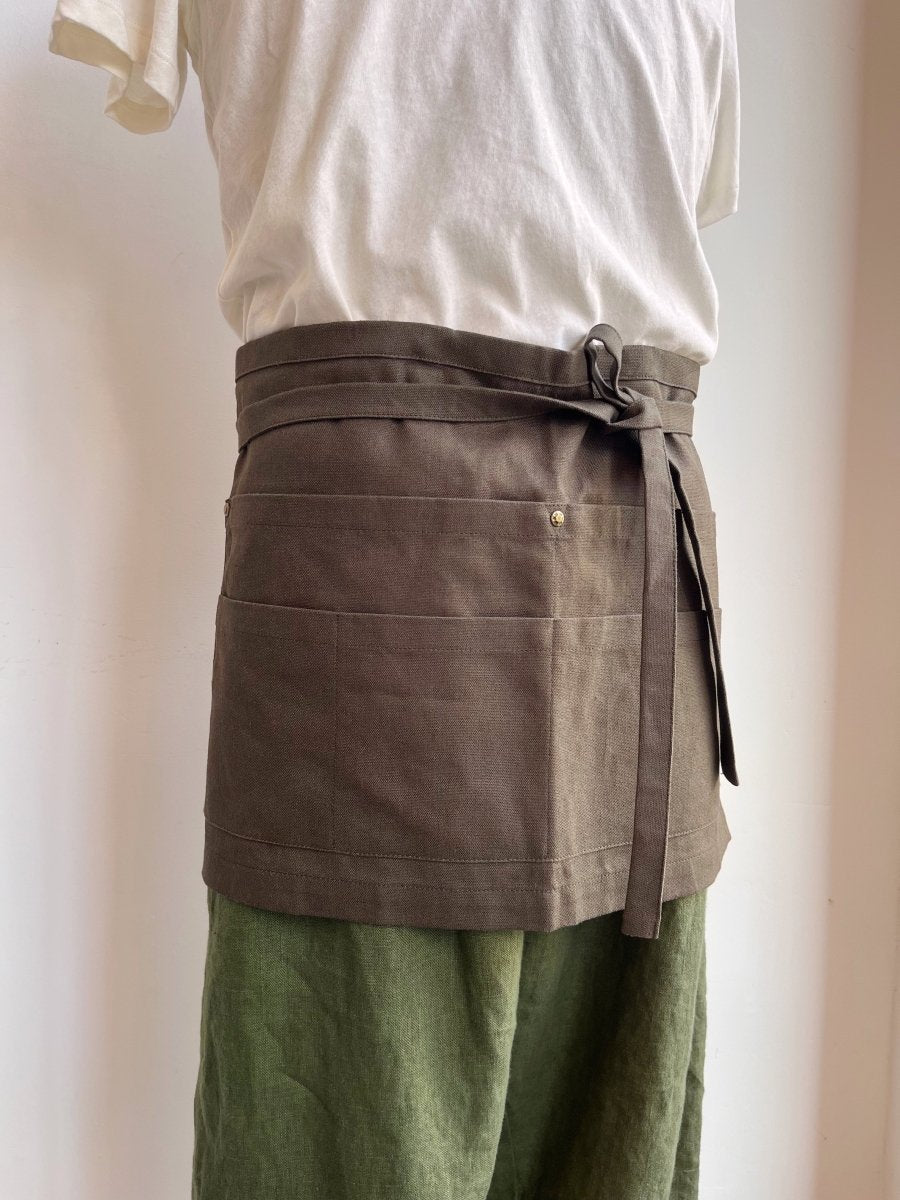 Utility Half - Apron in Moss Hemp - Cotton Blend - Made X Hudson