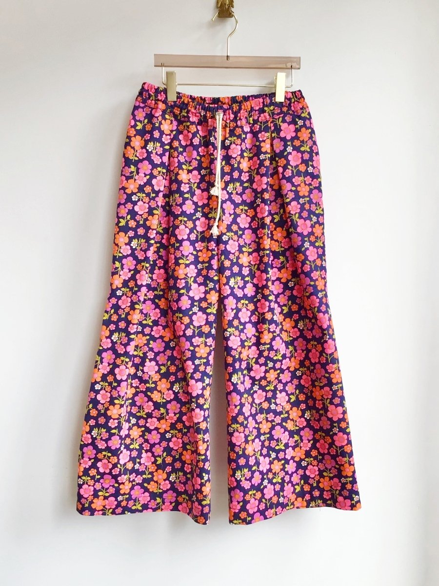 Pink and Purple Flower Print Wide - Leg Pant - Made X Hudson