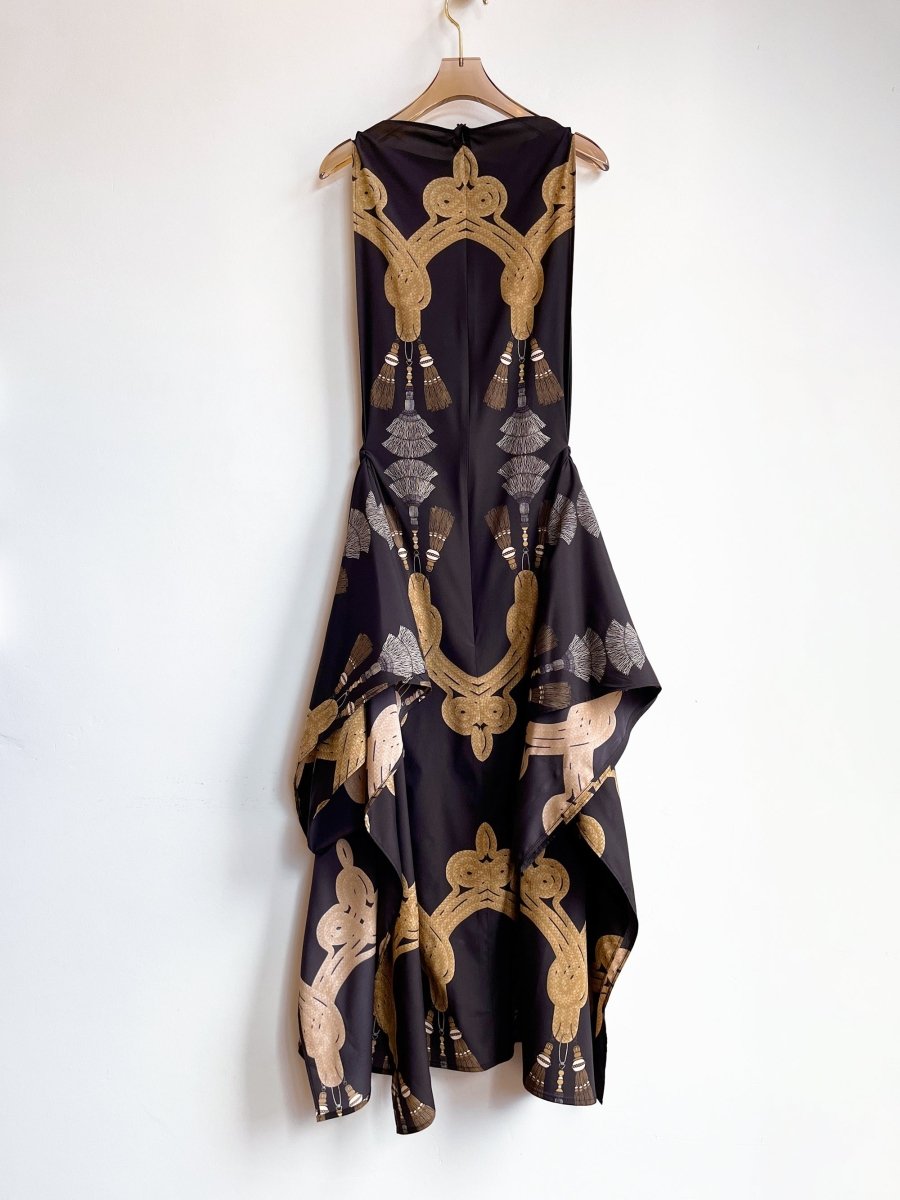 Zero - Waste Dress in Black Tassel Print - Made X Hudson