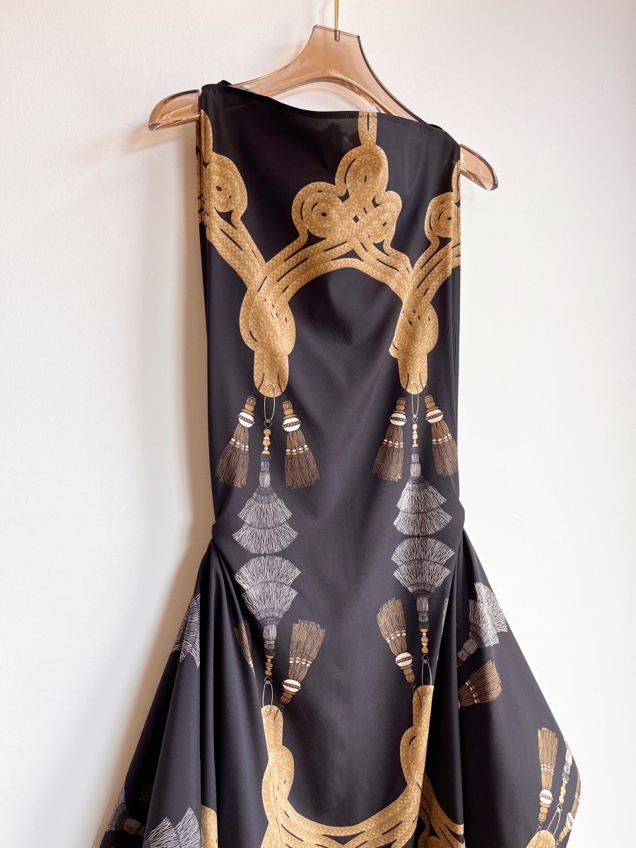 Zero - Waste Dress in Black Tassel Print - Made X Hudson