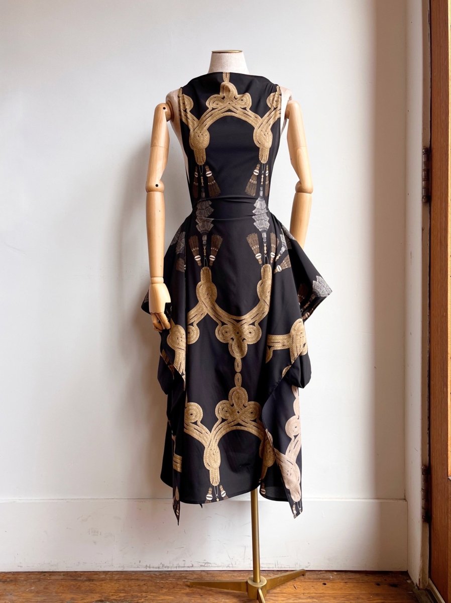 Zero - Waste Dress in Black Tassel Print - Made X Hudson