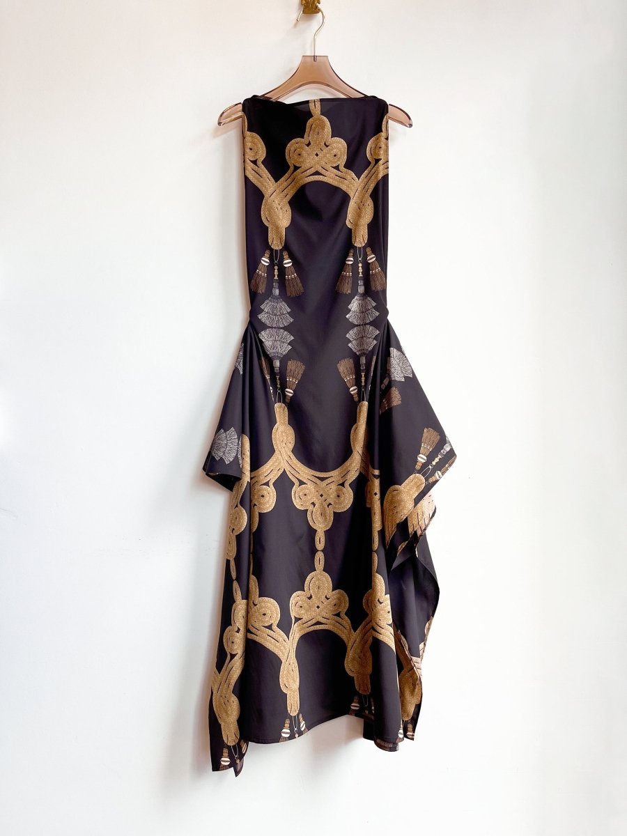 Zero - Waste Dress in Black Tassel Print - Made X Hudson