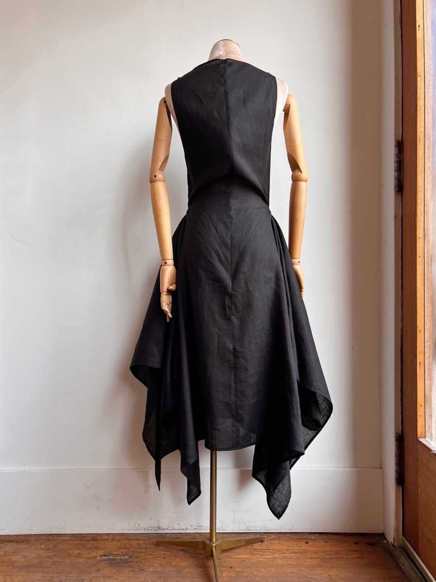Zero - Waste Dress in Black Linen - Made X Hudson