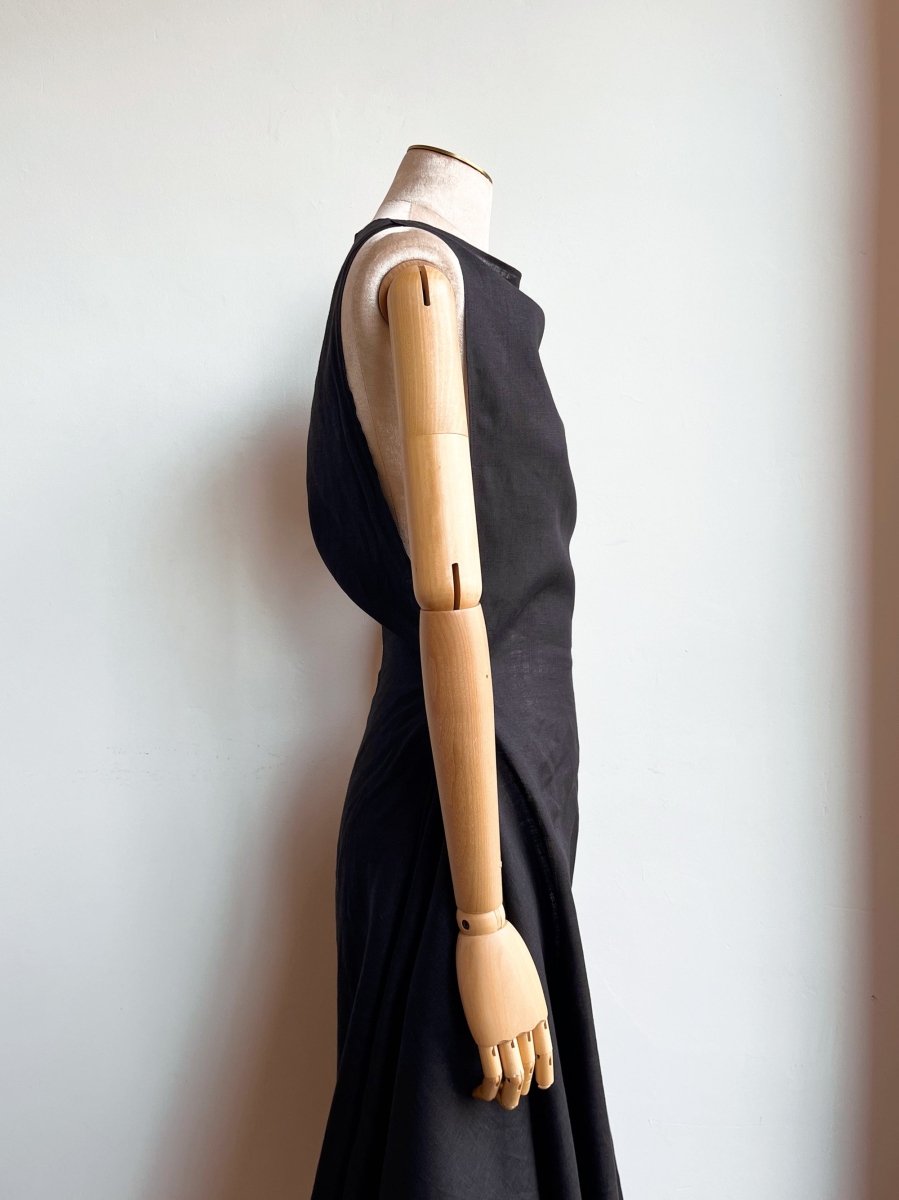 Zero - Waste Dress in Black Linen - Made X Hudson