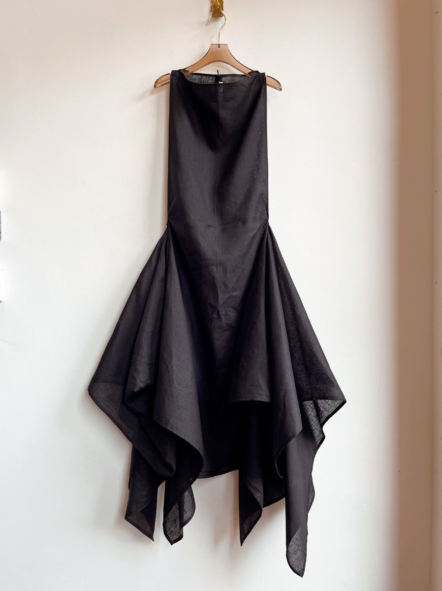 Zero - Waste Dress in Black Linen - Made X Hudson
