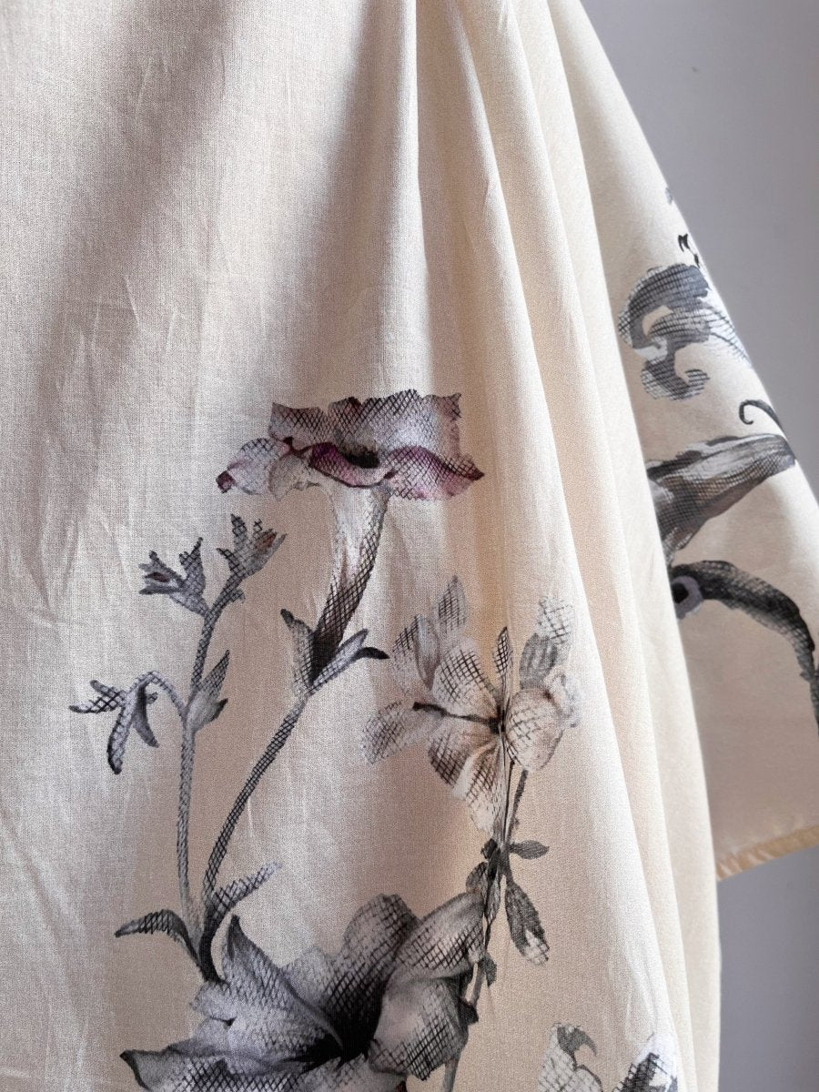 Zero - Waste Dress Eggshell and Grey Half - Tone in Lily Print - Made X Hudson