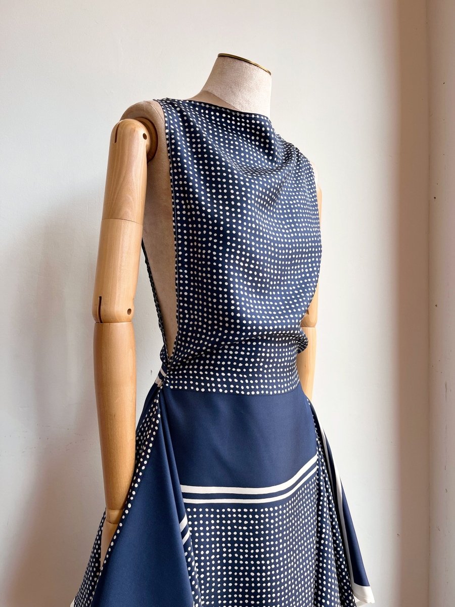 Zero - Waste Navy Dotted Dress - Made X Hudson