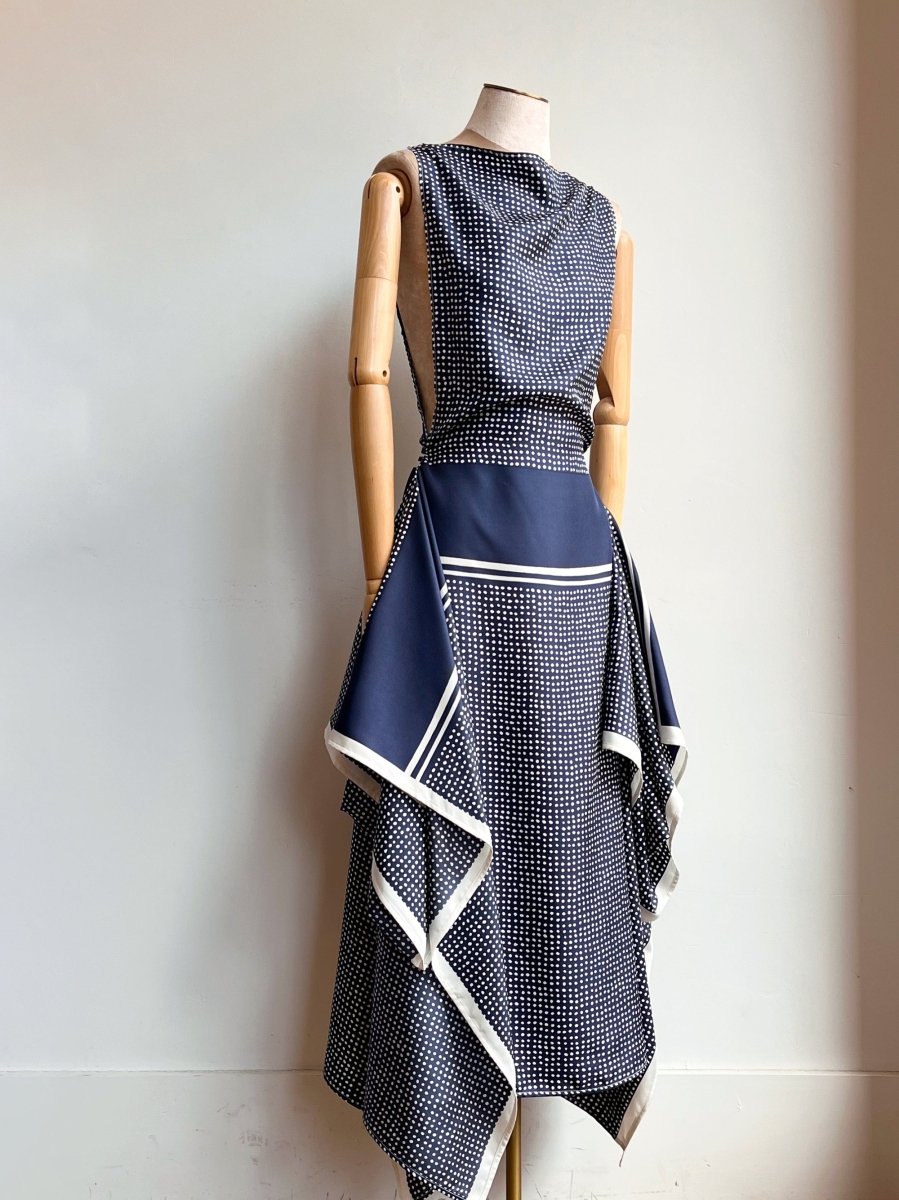 Zero - Waste Navy Dotted Dress - Made X Hudson