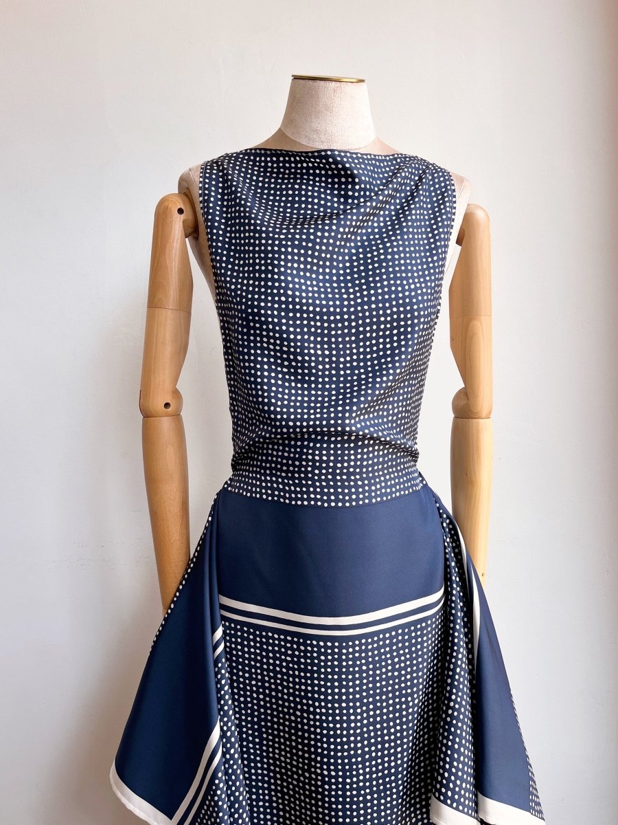 Zero - Waste Navy Dotted Dress - Made X Hudson