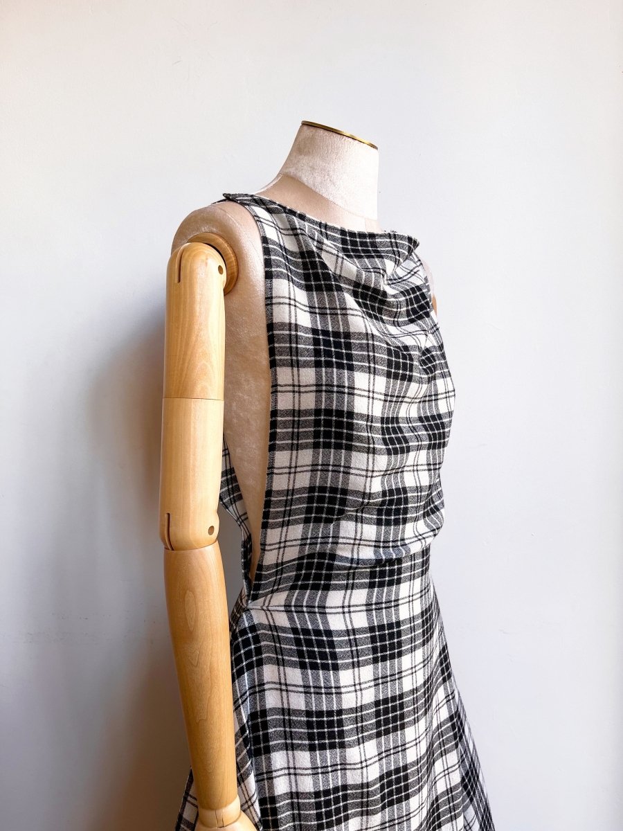 Zero - Waste Dress in Black and White Plaid - Made X Hudson