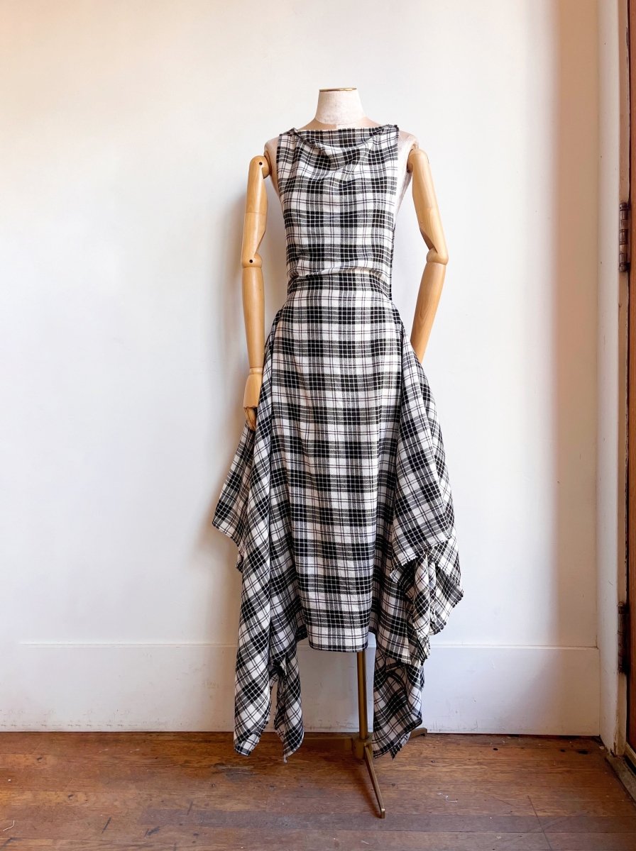 Zero - Waste Dress in Black and White Plaid - Made X Hudson