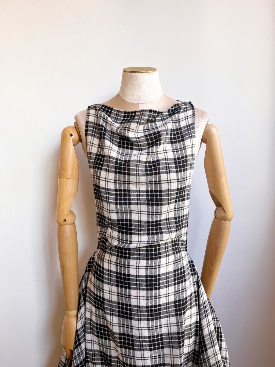Zero - Waste Dress in Black and White Plaid - Made X Hudson