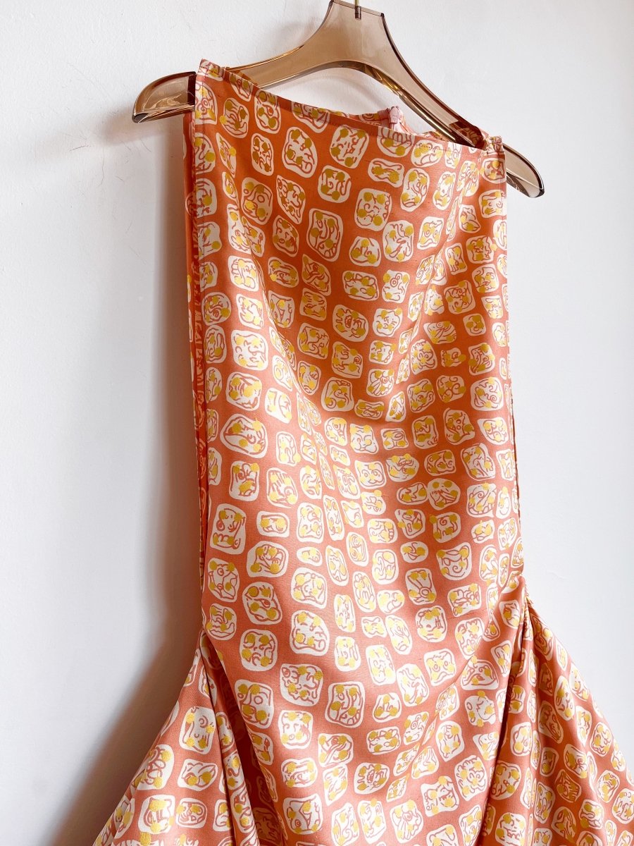 Zero - Waste Dress in Peach and Gold Dot Abstract Tile - Made X Hudson
