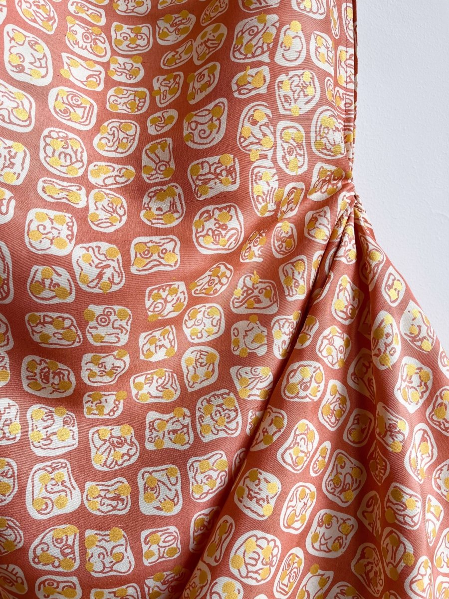 Zero - Waste Dress in Peach and Gold Dot Abstract Tile - Made X Hudson