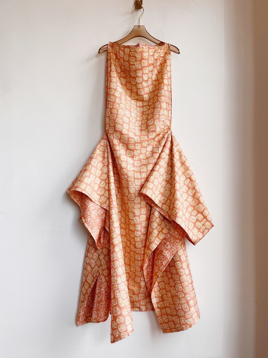 Zero - Waste Dress in Peach and Gold Dot Abstract Tile - Made X Hudson