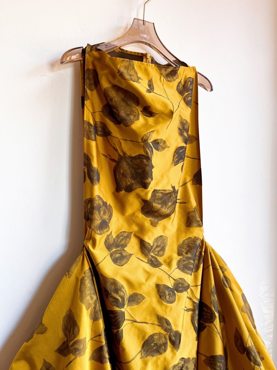 Zero - Waste Dress in Honey Gold and Black Rose Jacquard - Made X Hudson
