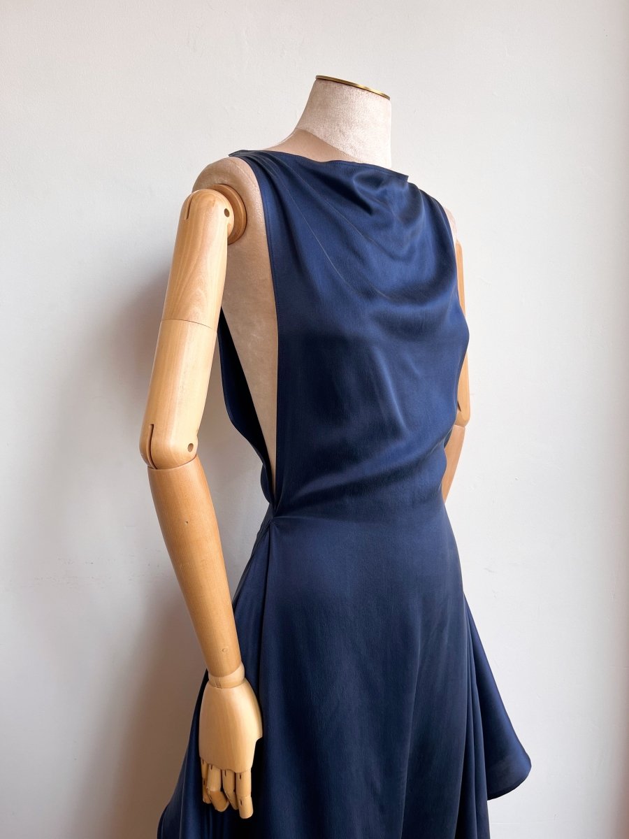 Zero - Waste Dress in Blue Silk Charmeuse - Made X Hudson