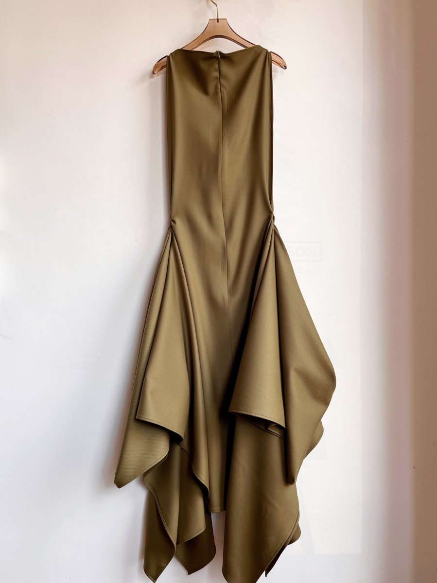 Zero - Waste Dress in Palmer Green Wool Blend - Made X Hudson