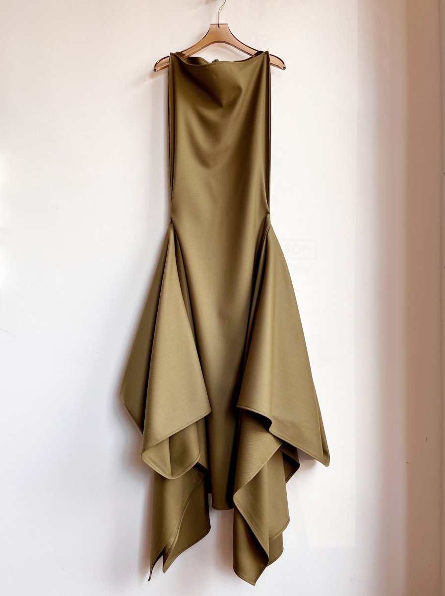 Zero - Waste Dress in Palmer Green Wool Blend - Made X Hudson