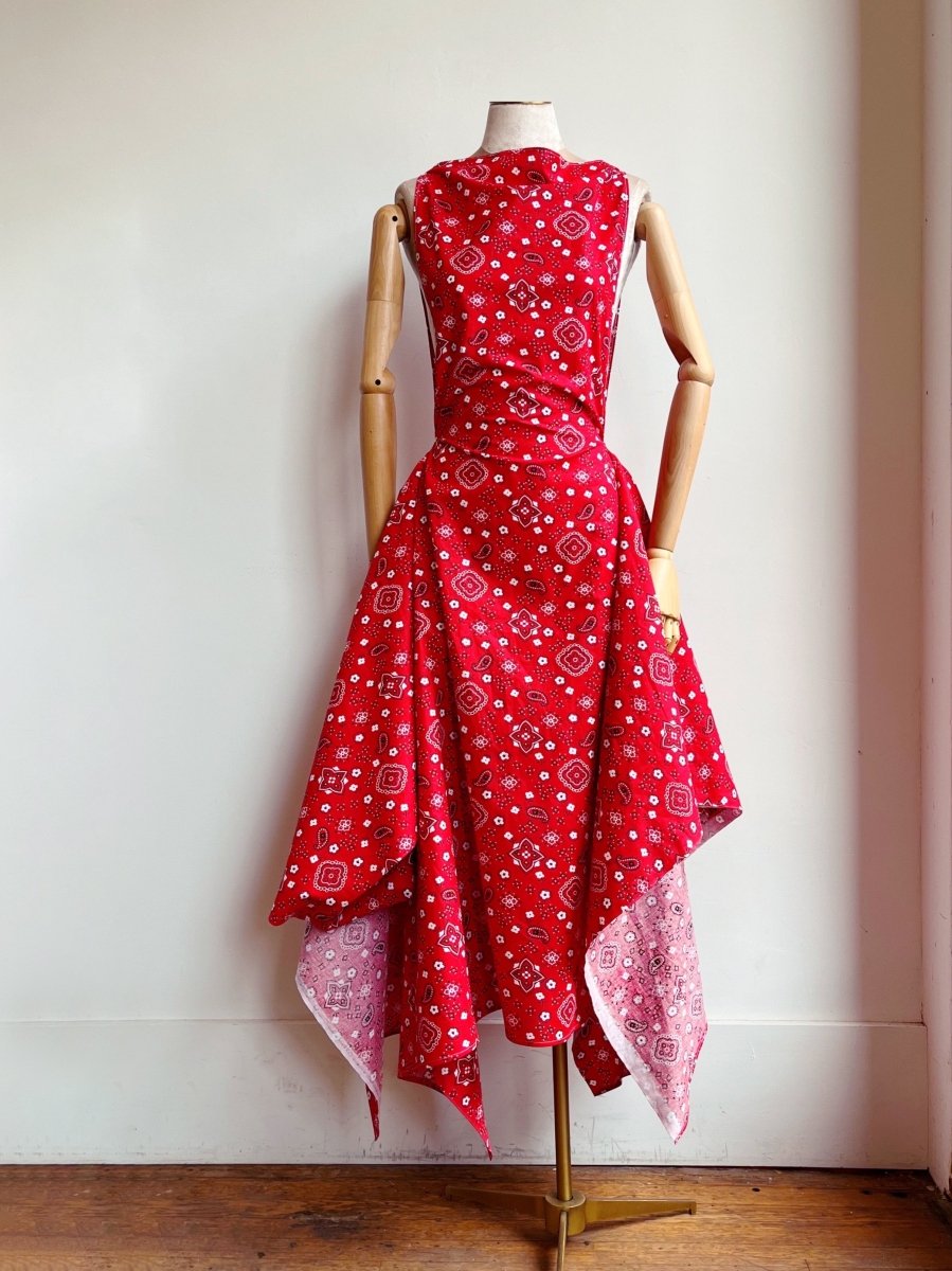 Red Bandana Print Zero - Waste Dress - Made X Hudson