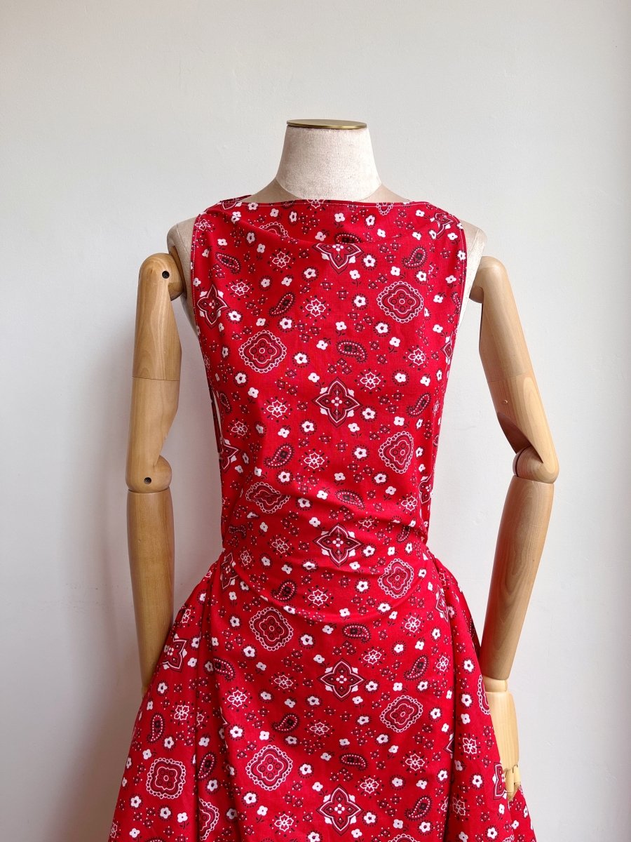 Red Bandana Print Zero - Waste Dress - Made X Hudson