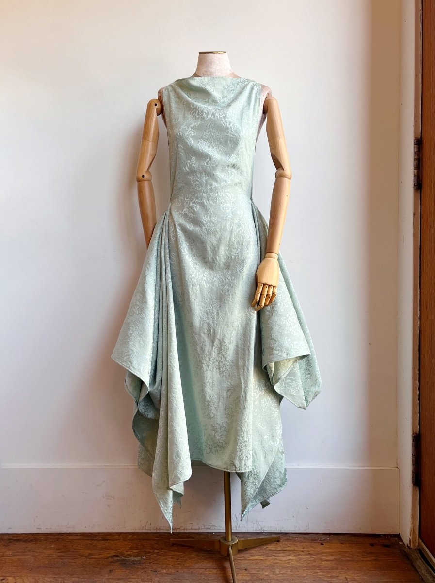 Sage Floral Brocade Zero - Waste Dress - Made X Hudson