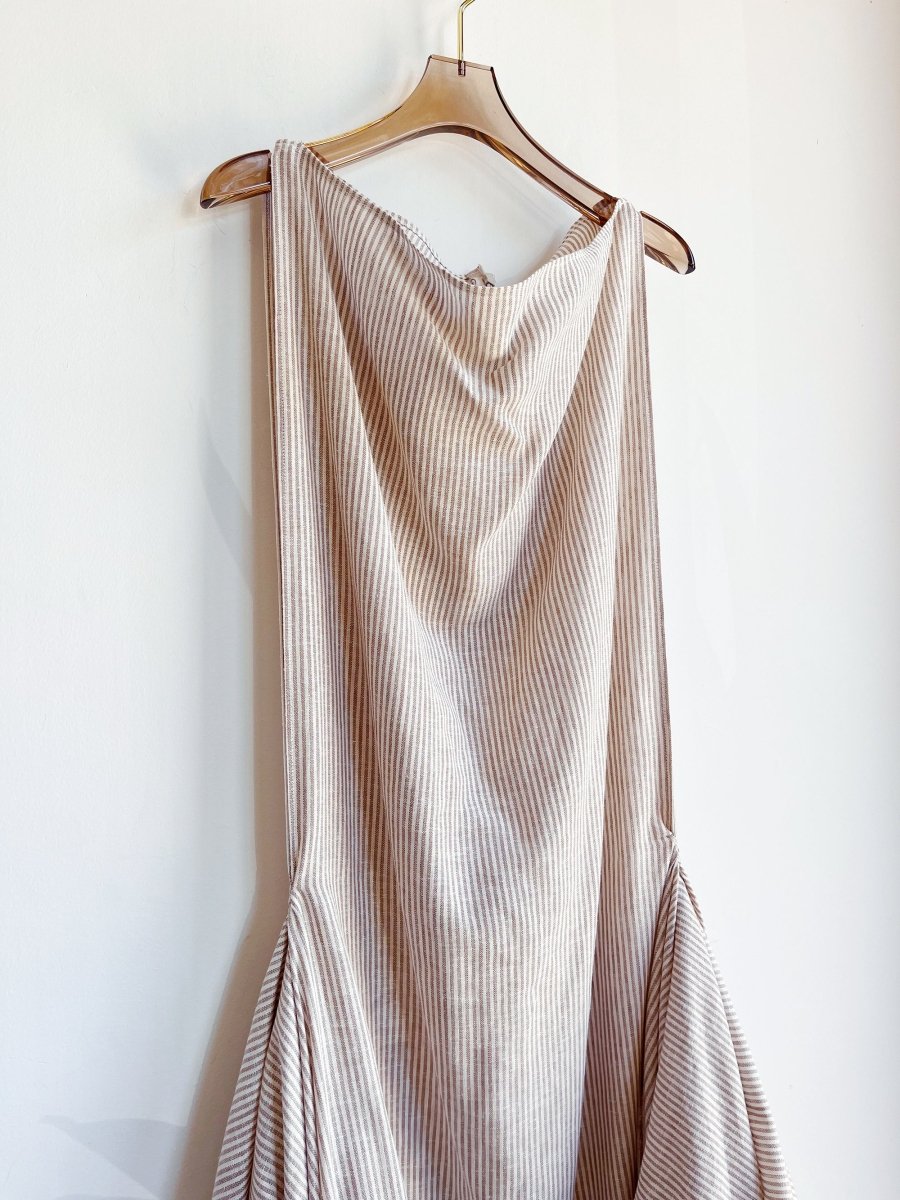 Zero - Waste Dress in White & Tan Mini - Stripe - Made X Hudson