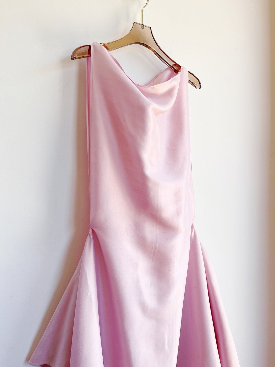 Pink Silk Shantung Zero - Waste Ruffle Dress - Made X Hudson
