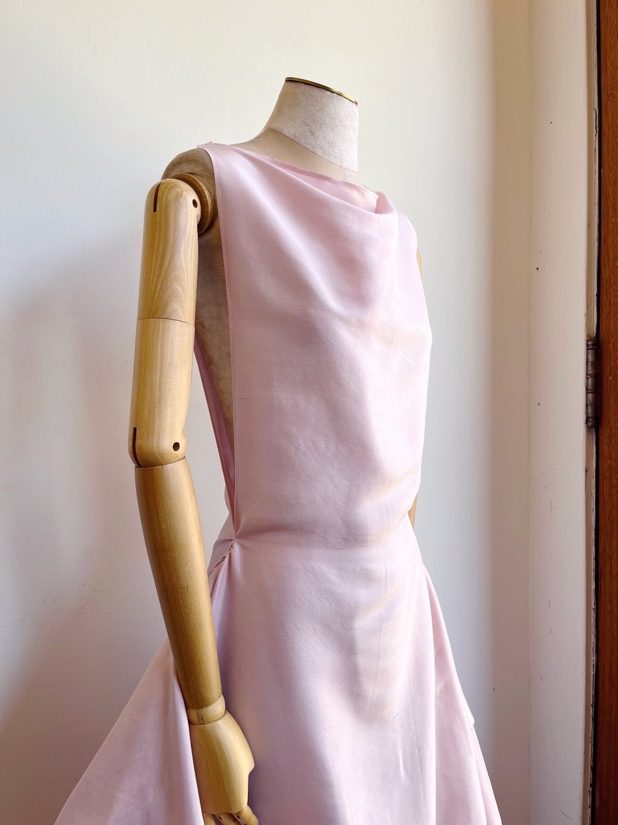 Pink Silk Shantung Zero - Waste Ruffle Dress - Made X Hudson