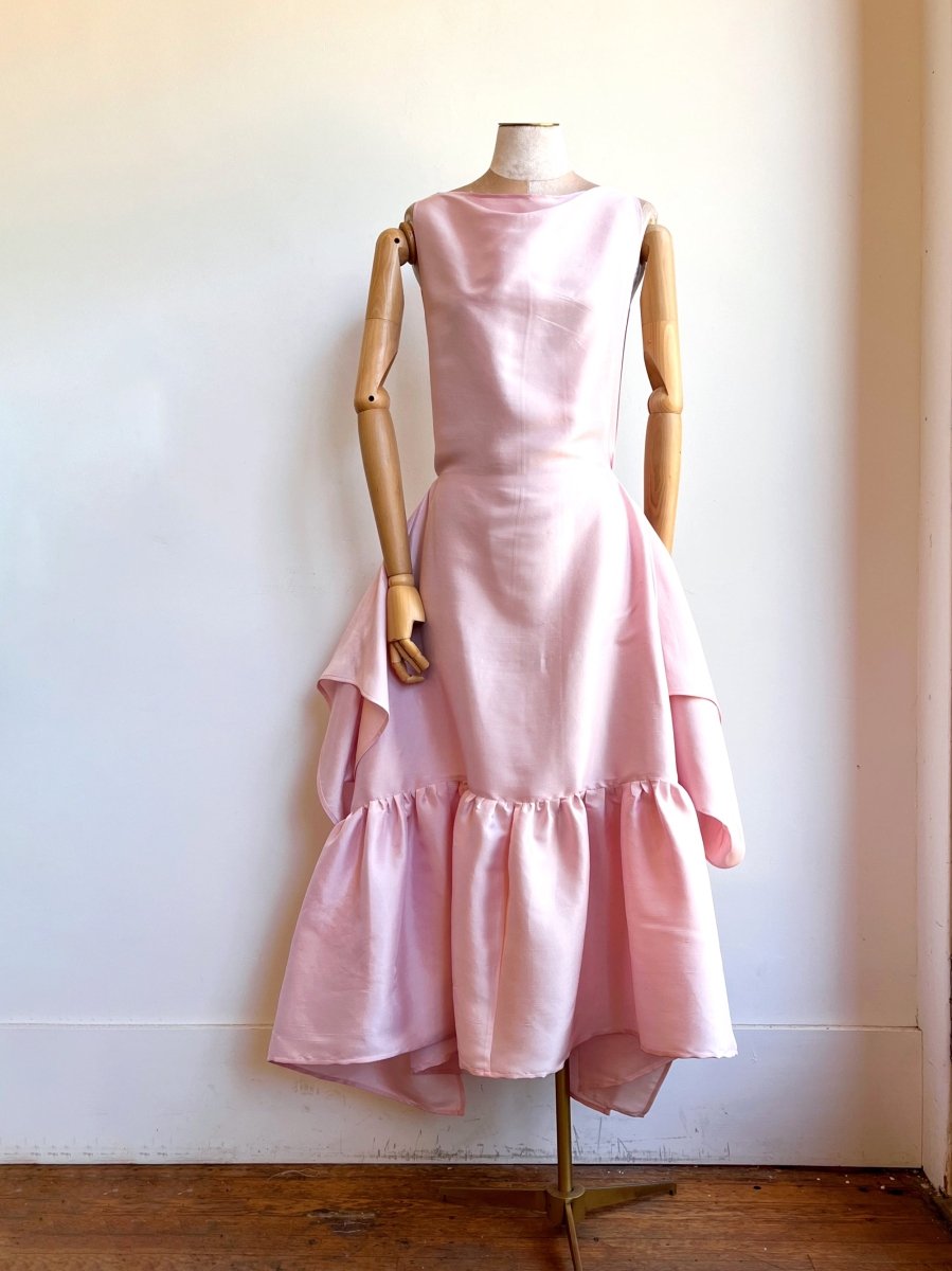 Pink Silk Shantung Zero - Waste Ruffle Dress - Made X Hudson