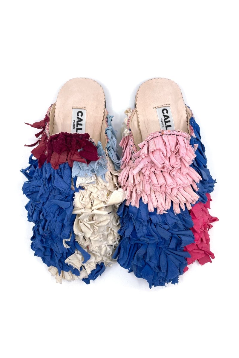 Niki Babouche Flats In Colors Pink, Blue, & Cream (Size 36) - Made X Hudson