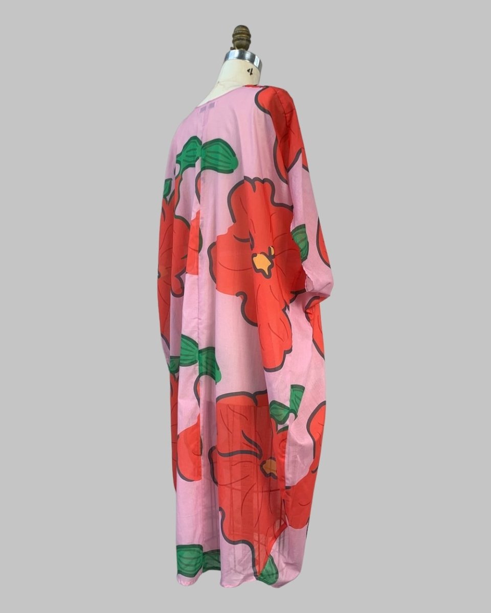 Jumbo Hibiscus Floral Print Kaftan - Made X Hudson