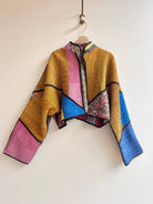 Reversible Kaira Quilted Cropped Jacket in Colors Mustard, Mauve, Blue, Yellow, Pink & Tan, Blue, Pink, Orange, Yellow, Green - Made X Hudson