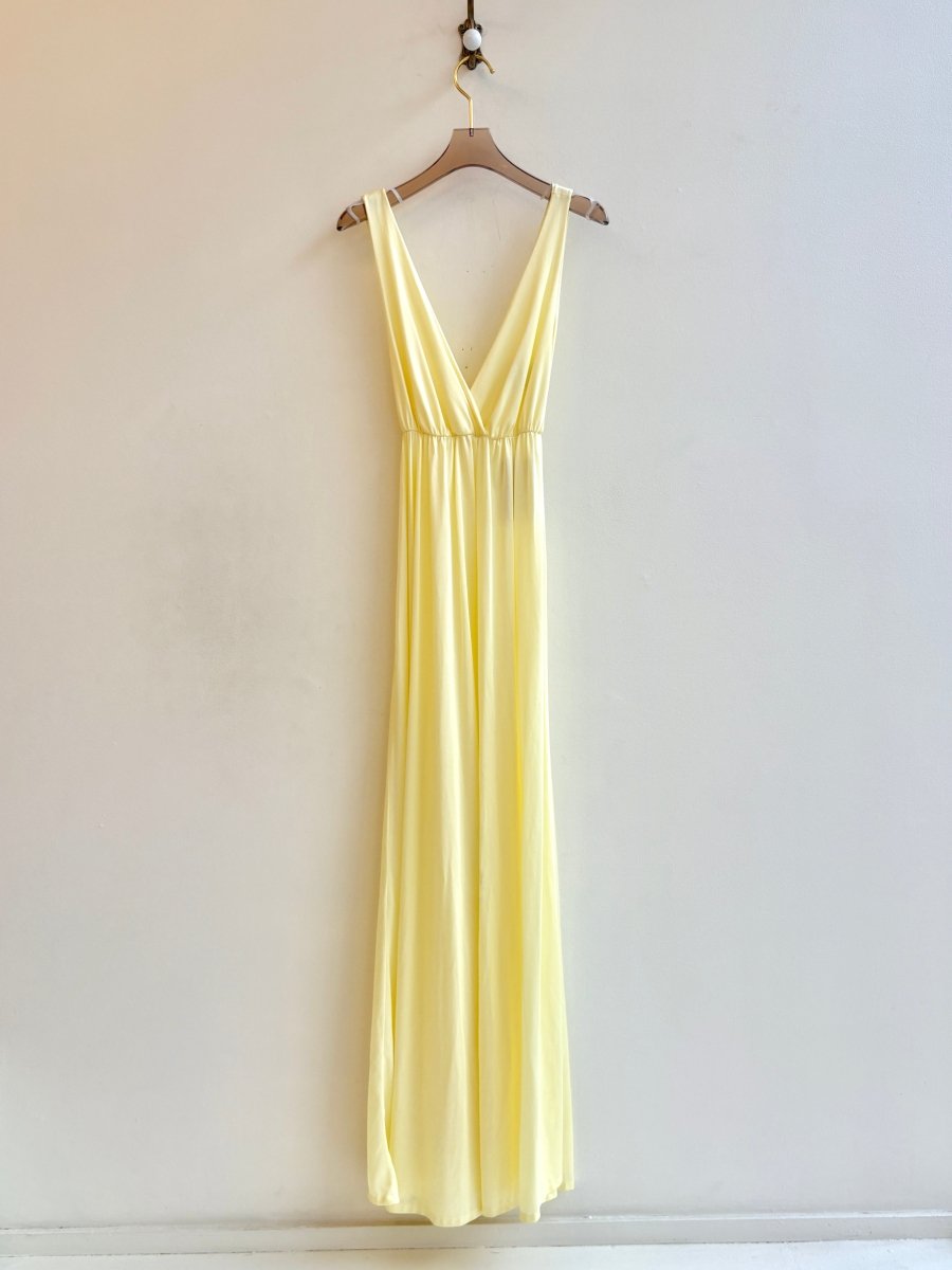 Clovis Ruffin | Butter Yellow Deep V Night Gown (Vintage) - Made X Hudson