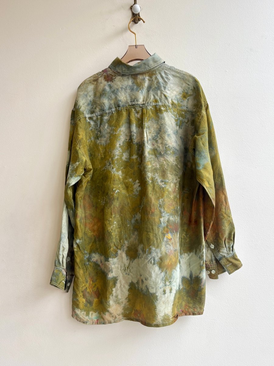 Moss and Bronze Silk Blouse | Hand Dyed (Reworked) - Made X Hudson